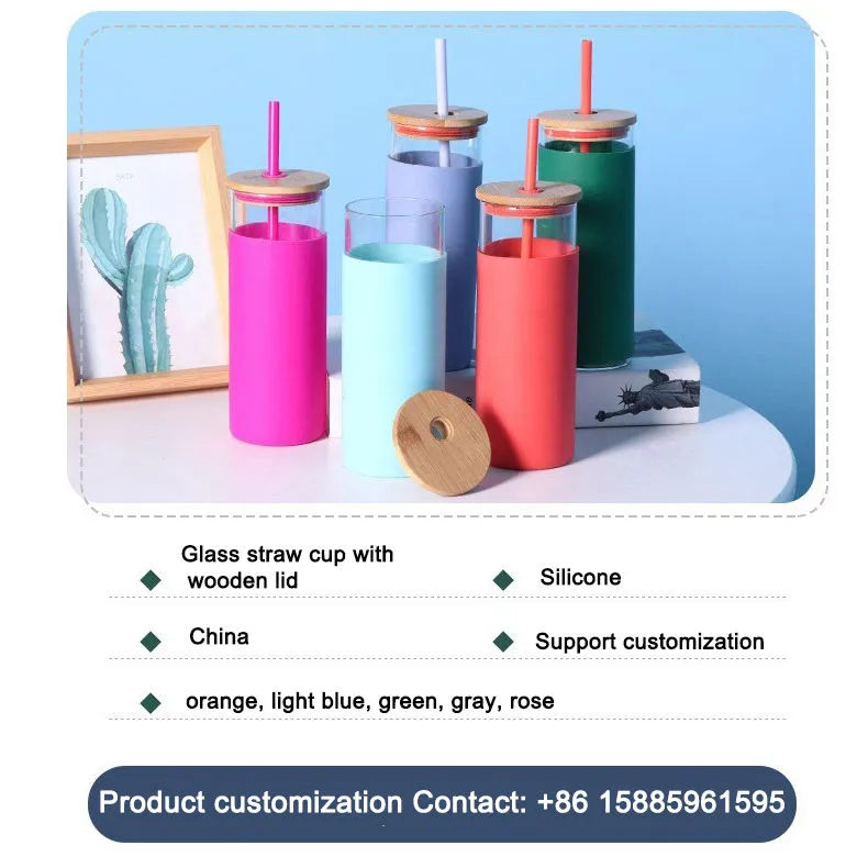 silicone glass drink bottle with lid