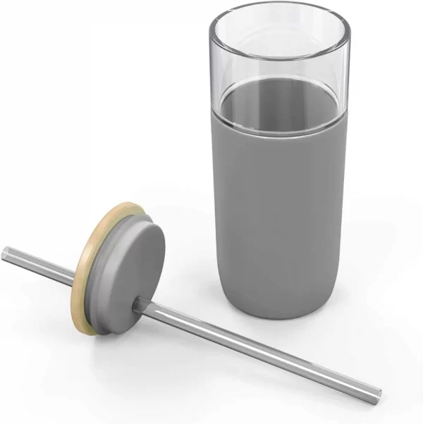 silicone glass mug with lid